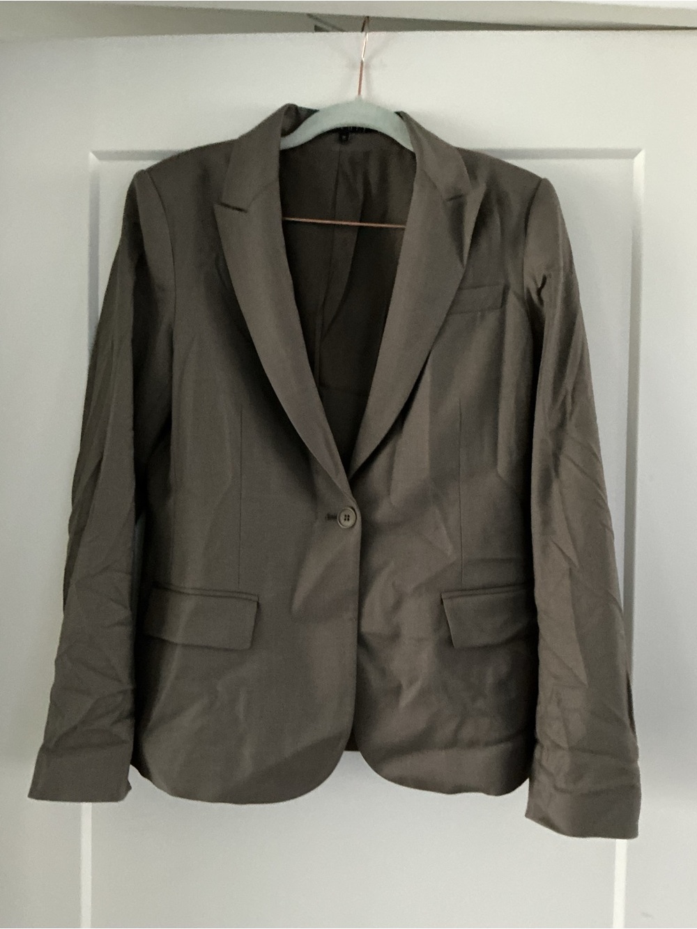 Theory Linen Blazer, Taupe Single Button, Women’s Size 10